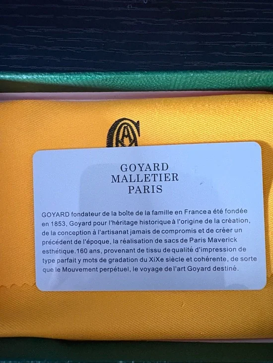 Goyard Grey and Black Goyardine Card Holder with Yellow Box Accents - Picture 2 of 5